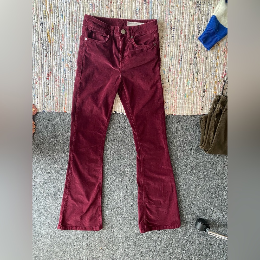 Bootcut ASOS Velvet Red Pants - Picture 2 of 4